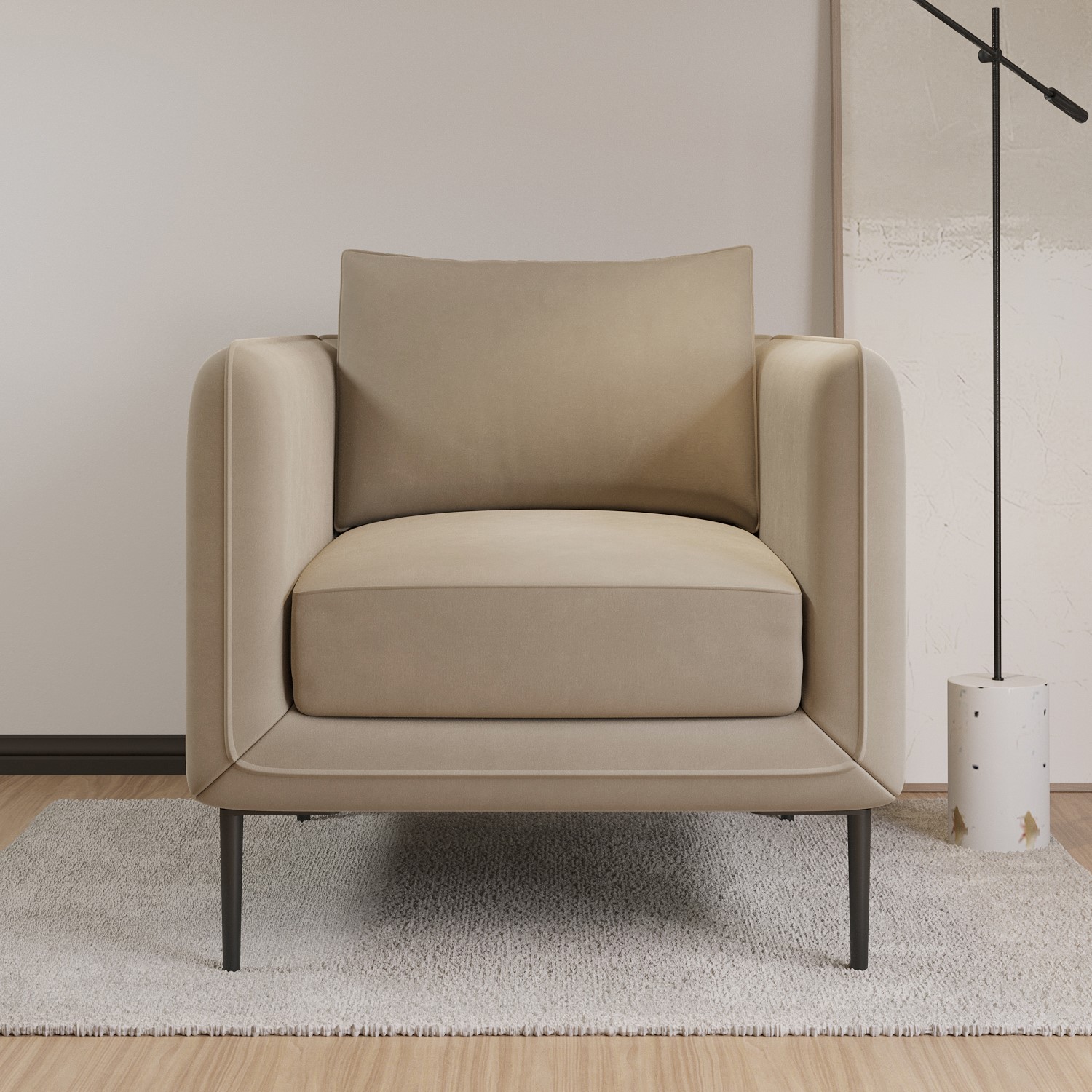 Read more about Beige velvet armchair lenny